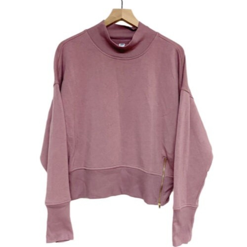 Old Navy Activewear Sweatshirt Womens Large Mauve Cowl Neck Zipper Detail